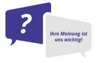 Button mit Verlinkung zur Meinungsumfrage.